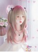 Golden Pink Gradient Y2K Landmine Flat Bangs Long Layered Hair Sweet Lolita Matte Full Head Wig