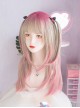 Golden Pink Gradient Y2K Landmine Flat Bangs Long Layered Hair Sweet Lolita Matte Full Head Wig