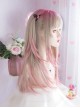 Golden Pink Gradient Y2K Landmine Flat Bangs Long Layered Hair Sweet Lolita Matte Full Head Wig