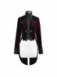 Gothic Style Exquisite Weft Velvet Splicing Jacquard Fabric Front Chest Lapel Embroidery Metal Rivet Decoration Red Pleated Swallowtail Long Sleeve Coat