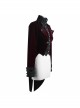 Gothic Style Exquisite Weft Velvet Splicing Jacquard Fabric Front Chest Lapel Embroidery Metal Rivet Decoration Red Pleated Swallowtail Long Sleeve Coat