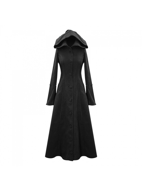 Gothic Style Simple Double Sided Warm Wool Front Center Detachable Wool Strip Sleeve Ring Black Large Fur Collar Long Sleeve Coat