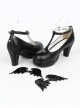 Halloween Sweet Cross Pattern Wings Versatile Gothic Lolita Round Toe Thick Sole High Heel Shoes