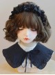 Handmade Versatile Black Lace Wrinkle Silk Texture Satin Black Ruffle Bowknot Gothic Lolita Hairband