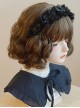 Handmade Versatile Black Lace Wrinkle Silk Texture Satin Black Ruffle Bowknot Gothic Lolita Hairband