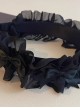 Handmade Versatile Black Lace Wrinkle Silk Texture Satin Black Ruffle Bowknot Gothic Lolita Hairband