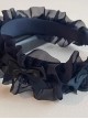 Handmade Versatile Black Lace Wrinkle Silk Texture Satin Black Ruffle Bowknot Gothic Lolita Hairband