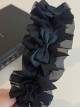 Handmade Versatile Black Lace Wrinkle Silk Texture Satin Black Ruffle Bowknot Gothic Lolita Hairband