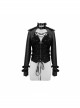 Punk Style Wild Hole Mesh Shoulder Metal Rivet Decoration Black High Collar Adjustable Coat