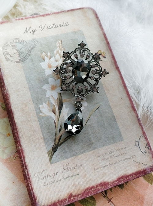 Handmade Vintage Gorgeous Elegant Accessory Gothic Lolita Alloy Colorful Diamond Gemstone Brooch