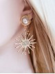 The Sun God Apollo Gorgeous Sunflower Alloy Daily Pearl Rhinestones Classic Lolita Earrings