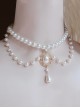 Elegant Wealthy French Palace Style Classic Lolita White Pearl Versatile Pendant Chain Necklace