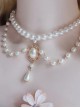 Elegant Wealthy French Palace Style Classic Lolita White Pearl Versatile Pendant Chain Necklace