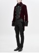 Gothic Retro Velvet Stitching Jacquard Chest Gorgeous Embroidery With Glass Buttons Burgundy Warm Coat