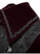 Gothic Retro Velvet Stitching Jacquard Chest Gorgeous Embroidery With Glass Buttons Burgundy Warm Coat