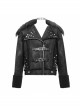 Punk Style Warm Retro Wool Front Center Stitching Lapel With Hole Metal Rivet Decoration Black Thickened Coat