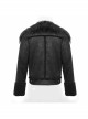 Punk Style Warm Retro Wool Front Center Stitching Lapel With Hole Metal Rivet Decoration Black Thickened Coat