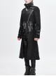 Punk Style Personalized Glue Stitching Hand Polished Leather Adjustable Collar Metal Buckle Black Warm Long Coat