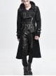 Punk Style Personalized Glue Stitching Hand Polished Leather Adjustable Collar Metal Buckle Black Warm Long Coat