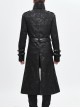 Punk Style Personalized Glue Stitching Hand Polished Leather Adjustable Collar Metal Buckle Black Warm Long Coat