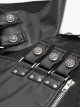 Punk Style Personalized Glue Stitching Hand Polished Leather Adjustable Collar Metal Buckle Black Warm Long Coat