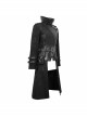 Punk Style Personalized Glue Stitching Hand Polished Leather Adjustable Collar Metal Buckle Black Warm Long Coat