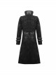 Punk Style Personalized Glue Stitching Hand Polished Leather Adjustable Collar Metal Buckle Black Warm Long Coat