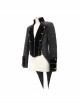 Gothic Retro Jacquard Woven Splicing Velvet Fabric Front Center Tie Metal Button Decoration Black Swallowtail Coat