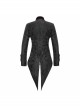 Gothic Retro Jacquard Woven Splicing Velvet Fabric Front Center Tie Metal Button Decoration Black Swallowtail Coat