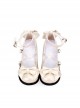 Princess Style Pearlescent Cute Sweet Lolita Bowknot Cross Shoelaces Round Toe Low Heel Soft Sole Mary Jane Shoes