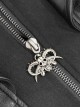 Punk Style Three Dimensional Twill Lapel Metal Ring Eyelet Decorated Black Long Leather Coat