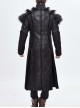 Punk Style Handsome Short Haired Single Layer Warm Front Chest Ring Detachable Black Fur Shawl Long Coat