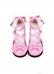 Cute Sweet Lolita Princess Style Cross Shoelaces Round Toe Low Heel Soft Sole Mary Jane Shoes