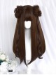 Showa Girl Series Flat Bangs Long Hair Tiger Mouth Clip Curly Flower Bud Head Sweet Lolita Wig