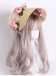 French Vintage Sweet Elegant Rose Simulated Flowers Lace Flower Classic Lolita Straw Bonnet Hat