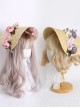 French Vintage Sweet Elegant Rose Simulated Flowers Lace Flower Classic Lolita Straw Bonnet Hat