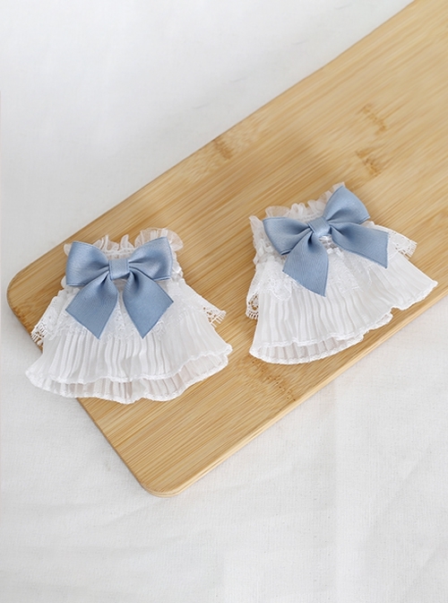 Macaron Versatile Lace Chiffon Ruffles Satin Ribbon Bowknot Sleeves Sweet Lolita Wristband