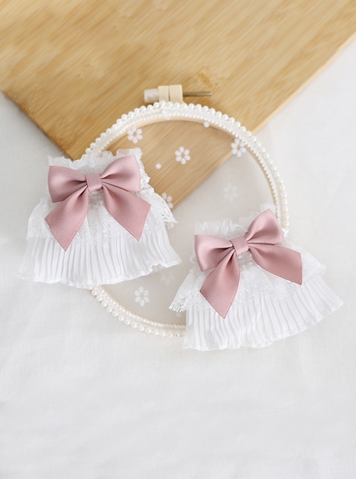 Macaron Versatile Lace Chiffon Ruffles Satin Ribbon Bowknot Sleeves Sweet Lolita Wristband