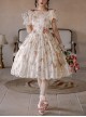 Romanticism Series Edward Collar Retro Court Lady Doll Pink Floral Soft Cotton Lace Bowknot Sweet Lolita Dress