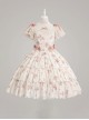 Romanticism Series Edward Collar Retro Court Lady Doll Pink Floral Soft Cotton Lace Bowknot Sweet Lolita Dress