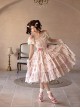 Romanticism Series Edward Collar Retro Court Lady Doll Pink Floral Soft Cotton Lace Bowknot Sweet Lolita Dress