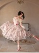 Romanticism Series Edward Collar Retro Court Lady Doll Pink Floral Soft Cotton Lace Bowknot Sweet Lolita Dress