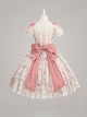 Romanticism Series Edward Collar Retro Court Lady Doll Pink Floral Soft Cotton Lace Bowknot Sweet Lolita Dress