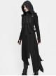 Punk Style Irregular Slim Fit Knitted Fleece Black Hooded Pleated Long Coat