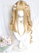 British Style Doll Sense Long Blonde Curls Golden Tiger Mouth Clip Roman Roll Double Ponytail Sweet Lolita Wig