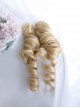 British Style Doll Sense Long Blonde Curls Golden Tiger Mouth Clip Roman Roll Double Ponytail Sweet Lolita Wig