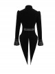 Gothic Style Exquisite Applique Hollow With Bat Wing Spiked Hem Black Vintage Long Sleeve Jacket