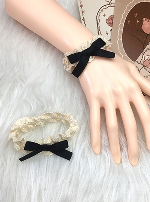 Daily Versatile Ribbon Bowknot Korean Style Matte Cotton Ruffle Lace Sweet Lolita Wrist Straps