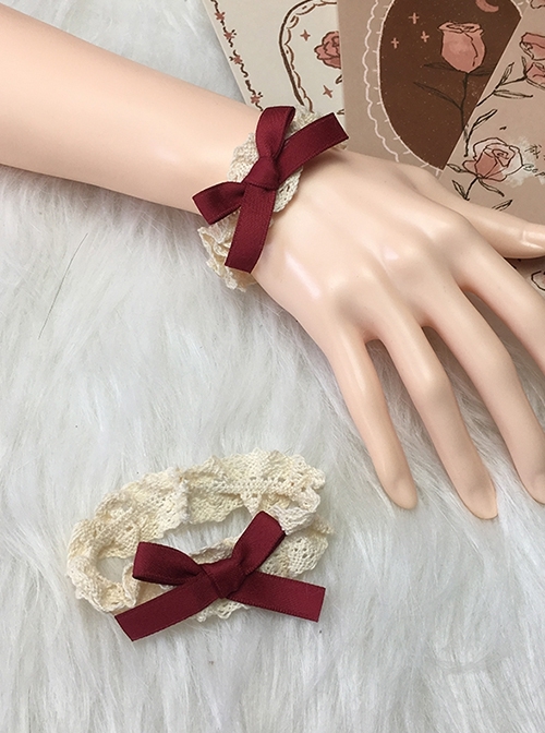 Daily Versatile Ribbon Bowknot Korean Style Matte Cotton Ruffle Lace Sweet Lolita Wrist Straps