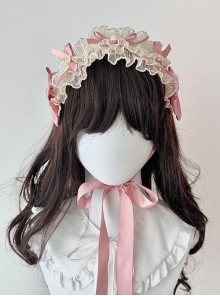 Pastoral Style Versatile Thin Slightly Transparent Lace Ribbon Bowknot Rose Sweet Lolita Headband